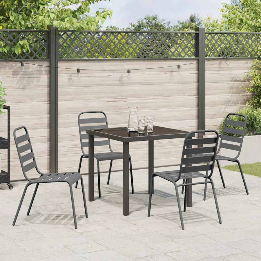 Tuin eettafelset 5 pcs Antraciet Gepoedercoat staal