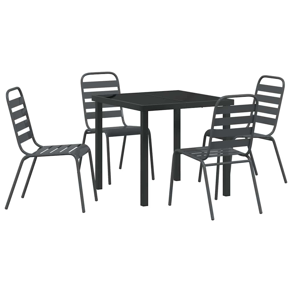 Tuin eettafelset 5 pcs Antraciet Gepoedercoat staal