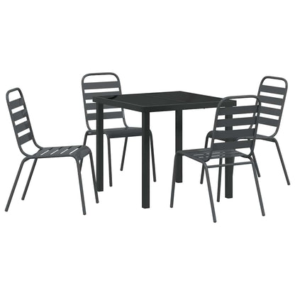 Tuin eettafelset 5 pcs Antraciet Gepoedercoat staal