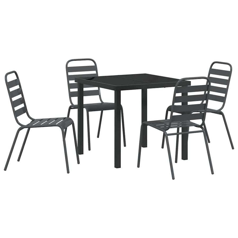 Tuin eettafelset 5 pcs Antraciet Gepoedercoat staal
