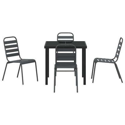 Tuin eettafelset 5 pcs Antraciet Gepoedercoat staal