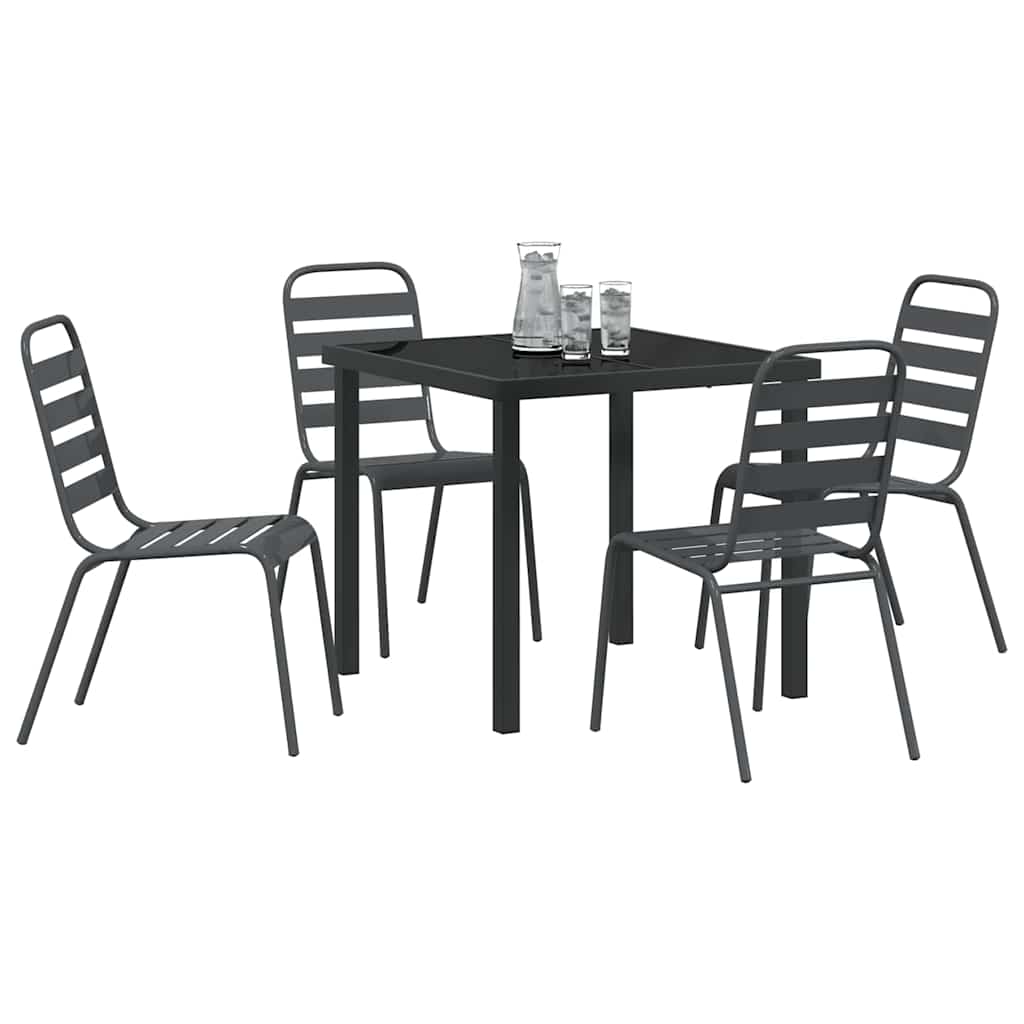 Tuin eettafelset 5 pcs Antraciet Gepoedercoat staal