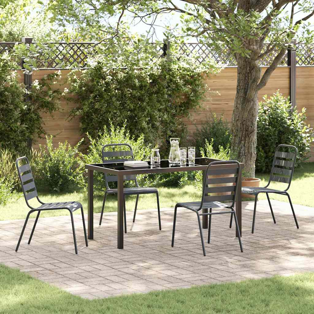 Tuin eettafelset 5 pcs Antraciet Gepoedercoat staal