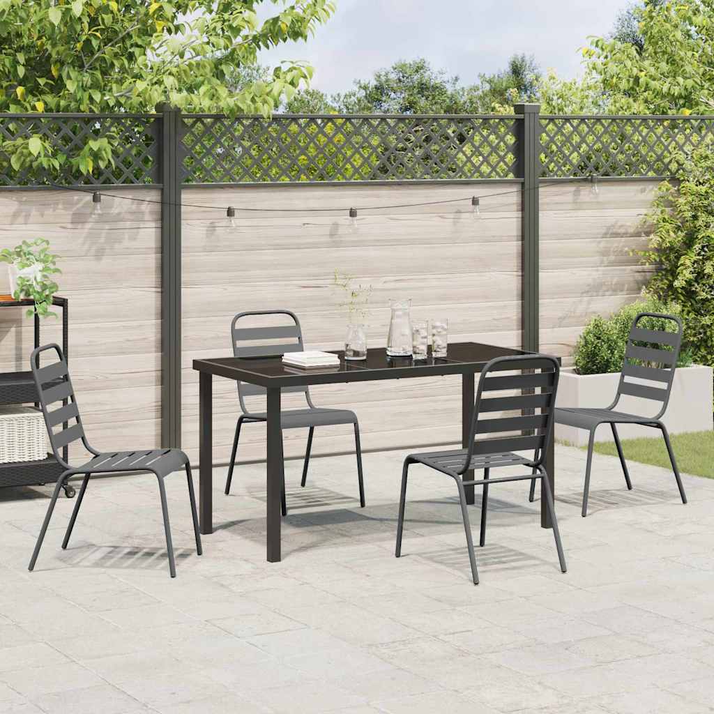 Tuin eettafelset 5 pcs Antraciet Gepoedercoat staal