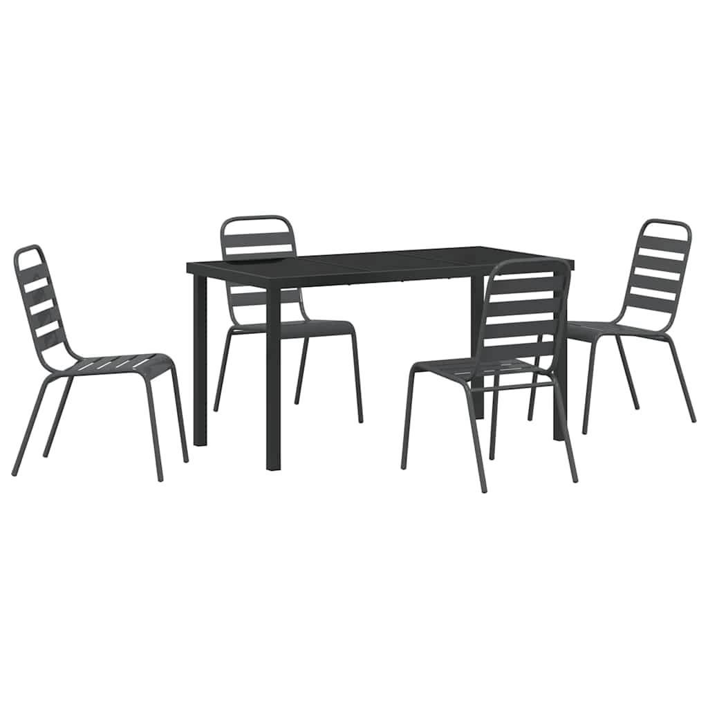 Tuin eettafelset 5 pcs Antraciet Gepoedercoat staal