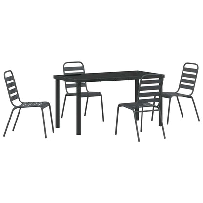 Tuin eettafelset 5 pcs Antraciet Gepoedercoat staal