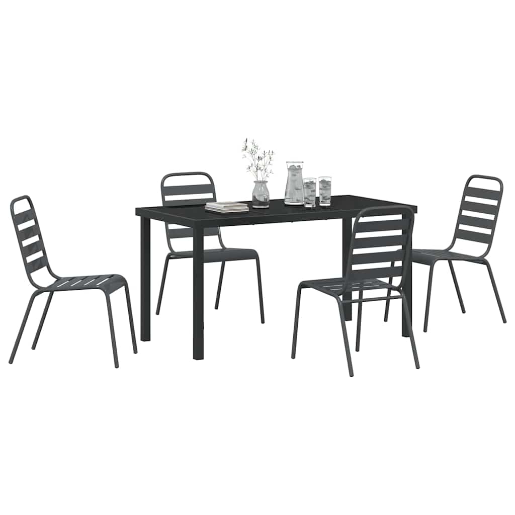 Tuin eettafelset 5 pcs Antraciet Gepoedercoat staal