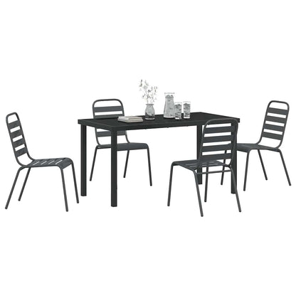 Tuin eettafelset 5 pcs Antraciet Gepoedercoat staal