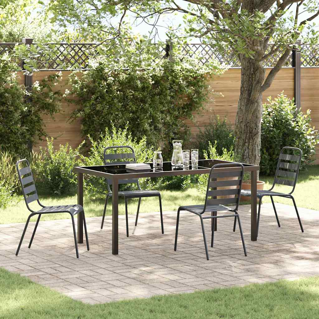 Tuin eettafelset 5 pcs Antraciet Gepoedercoat staal
