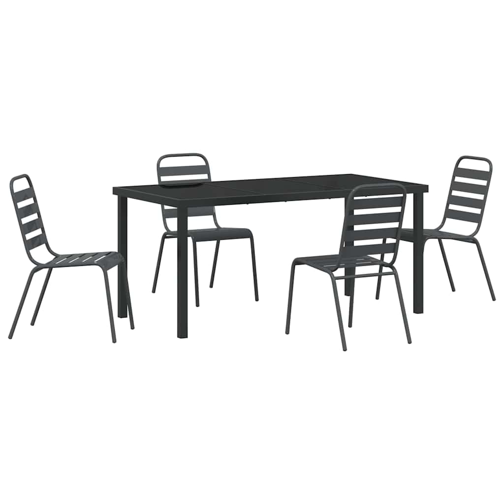 Tuin eettafelset 5 pcs Antraciet Gepoedercoat staal