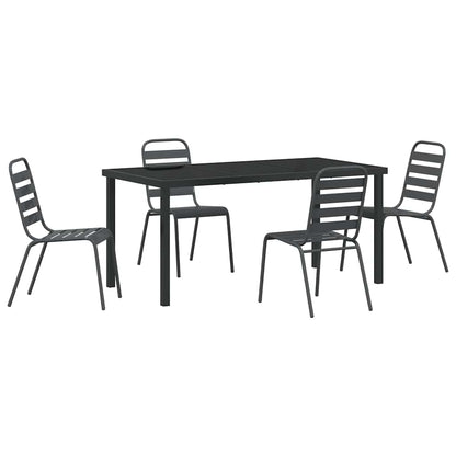 Tuin eettafelset 5 pcs Antraciet Gepoedercoat staal