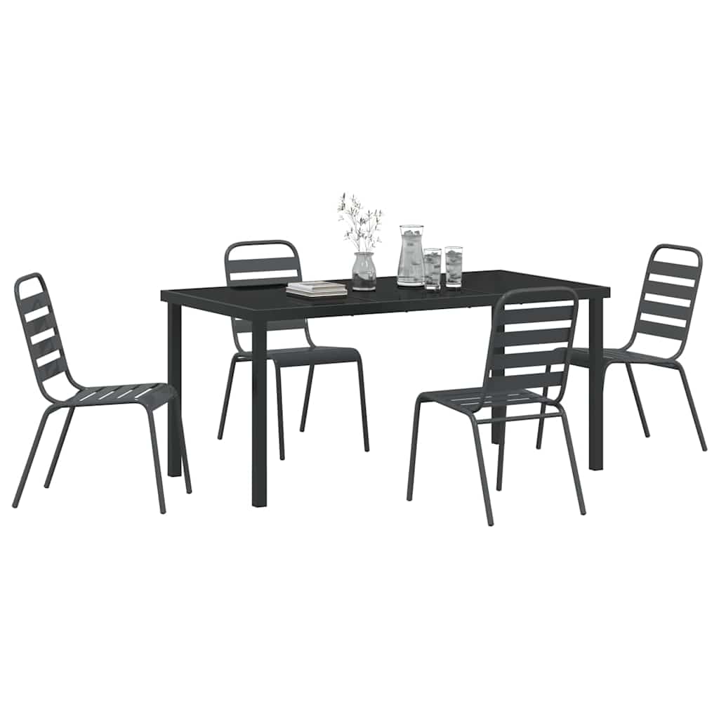 Tuin eettafelset 5 pcs Antraciet Gepoedercoat staal