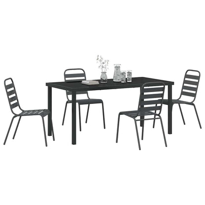 Tuin eettafelset 5 pcs Antraciet Gepoedercoat staal