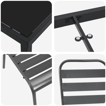 Tuin eettafelset 7 pcs Antraciet Gepoedercoat staal