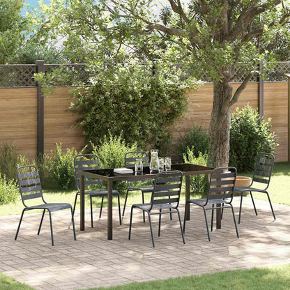 Tuin eettafelset 7 pcs Antraciet Gepoedercoat staal