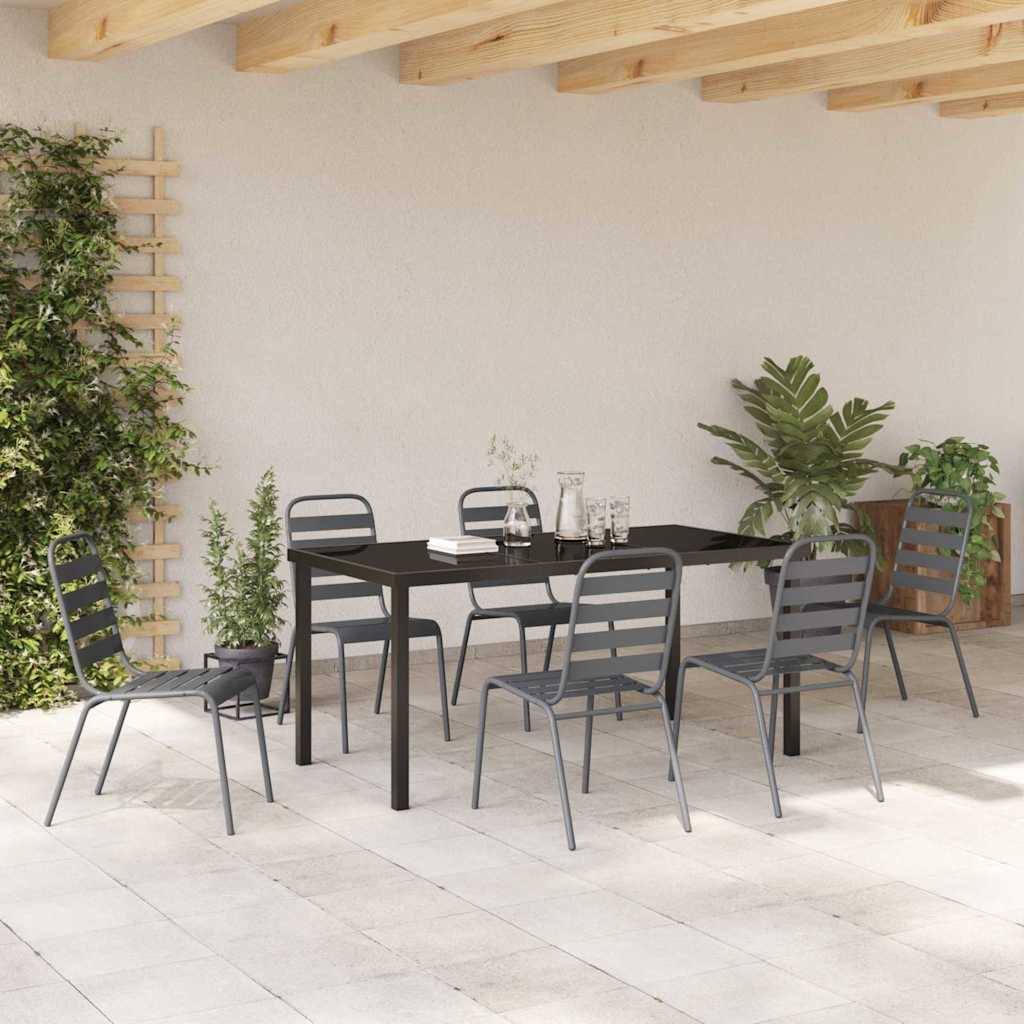 Tuin eettafelset 7 pcs Antraciet Gepoedercoat staal