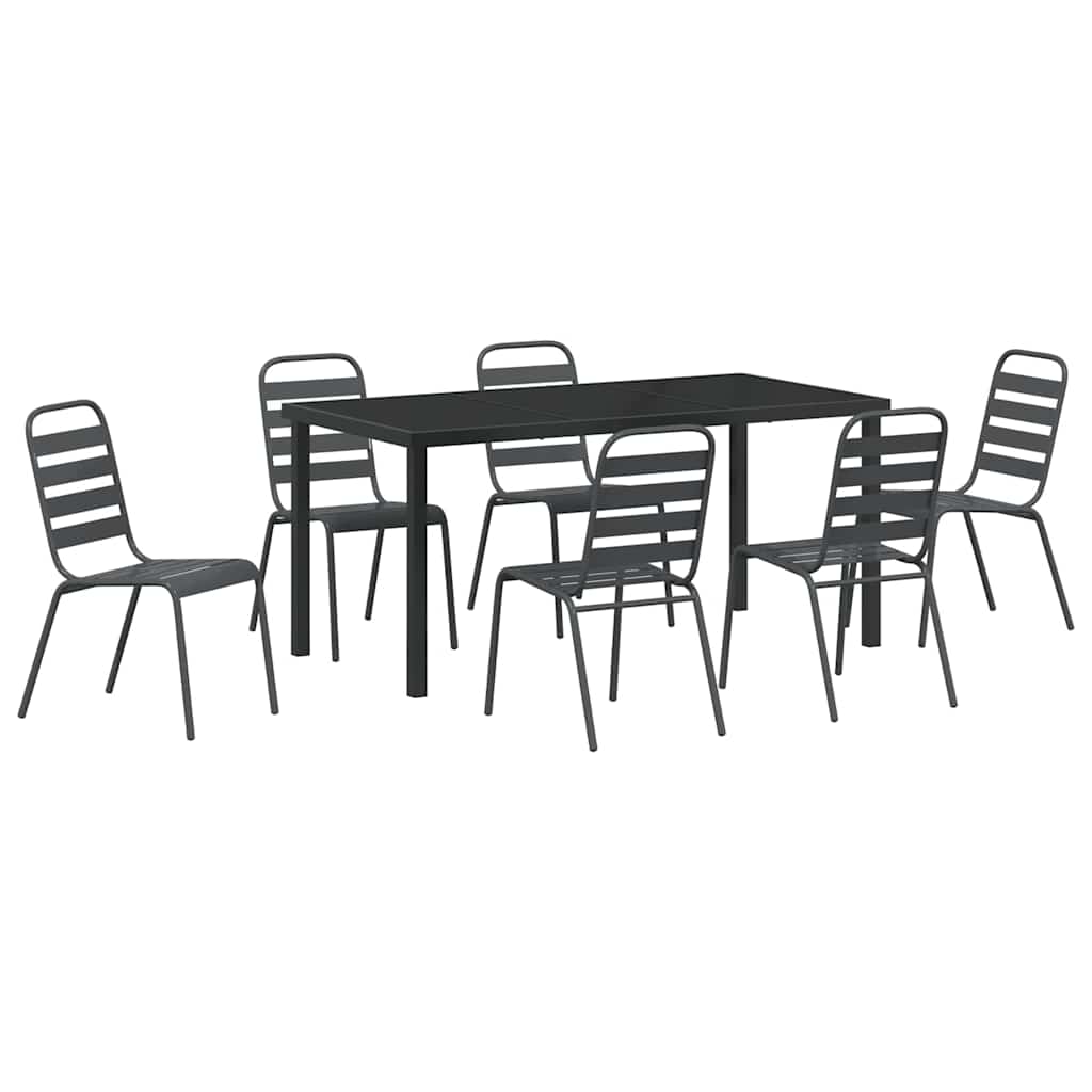 Tuin eettafelset 7 pcs Antraciet Gepoedercoat staal