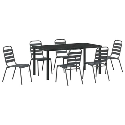 Tuin eettafelset 7 pcs Antraciet Gepoedercoat staal
