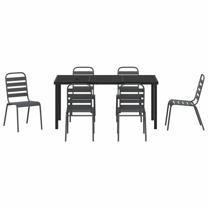 Tuin eettafelset 7 pcs Antraciet Gepoedercoat staal