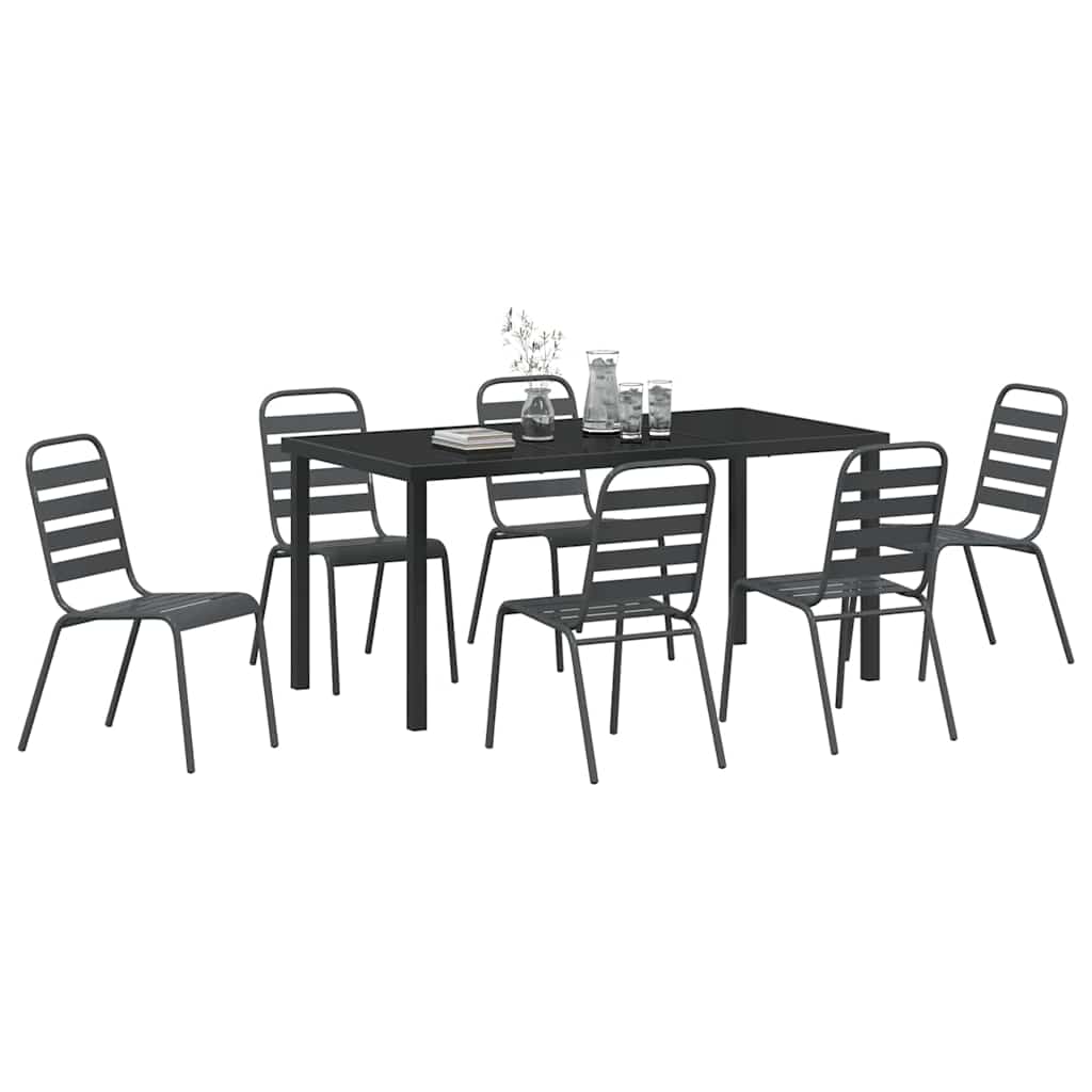 Tuin eettafelset 7 pcs Antraciet Gepoedercoat staal