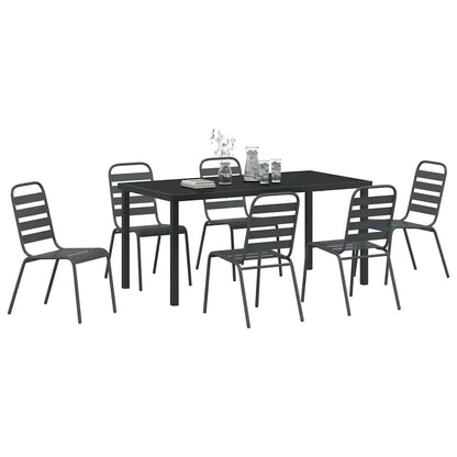 Tuin eettafelset 7 pcs Antraciet Gepoedercoat staal