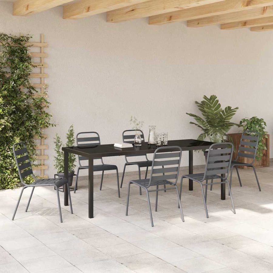Tuin eettafelset 7 pcs Antraciet Gepoedercoat staal