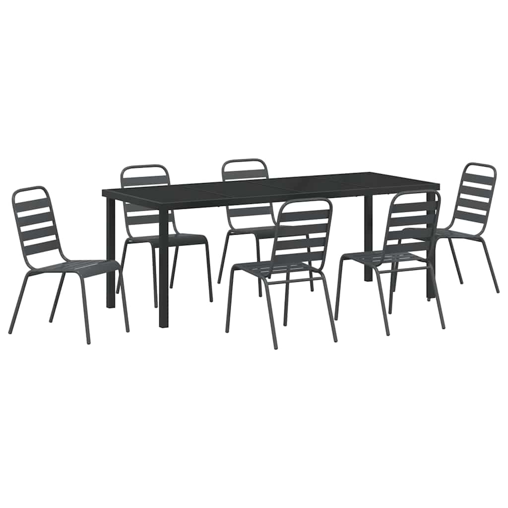 Tuin eettafelset 7 pcs Antraciet Gepoedercoat staal