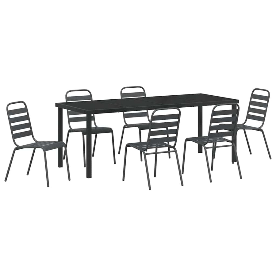 Tuin eettafelset 7 pcs Antraciet Gepoedercoat staal