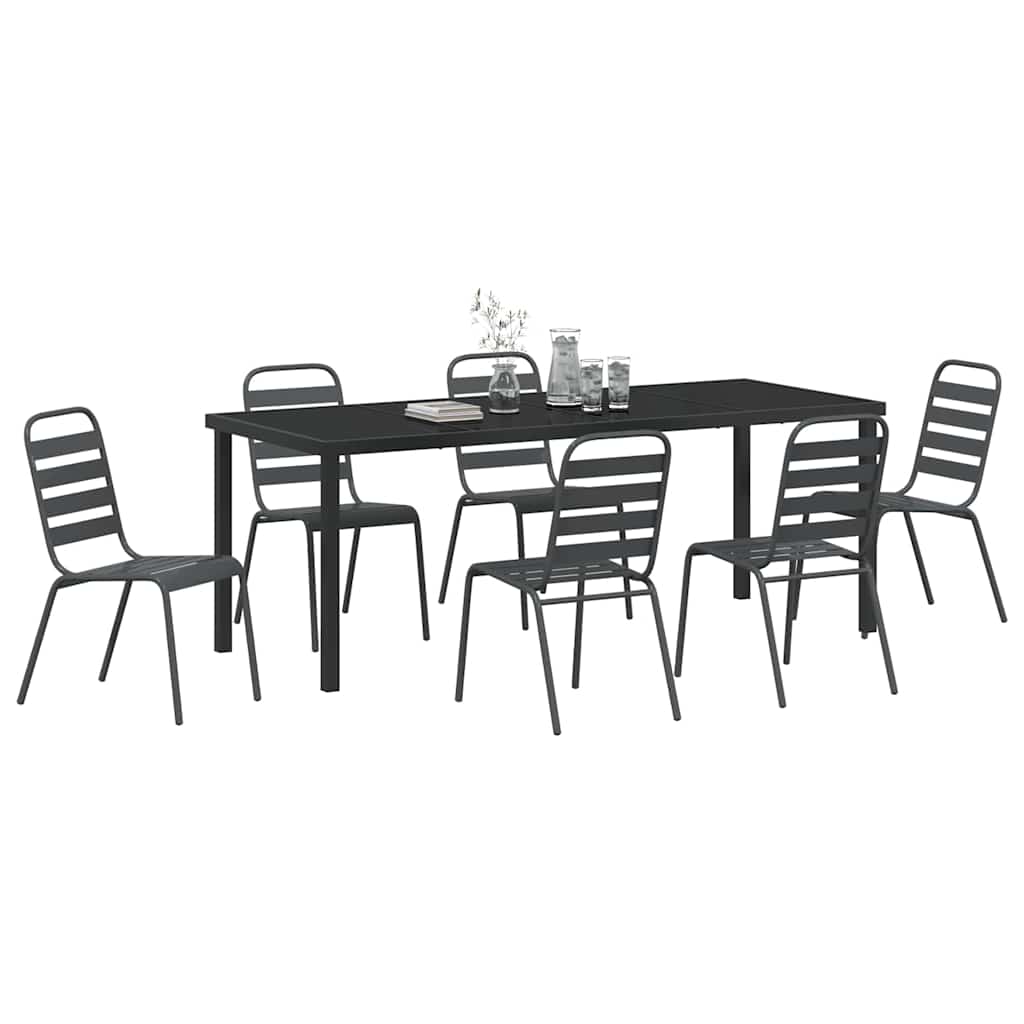 Tuin eettafelset 7 pcs Antraciet Gepoedercoat staal