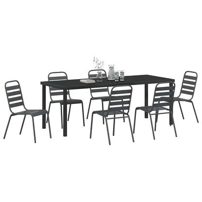 Tuin eettafelset 7 pcs Antraciet Gepoedercoat staal