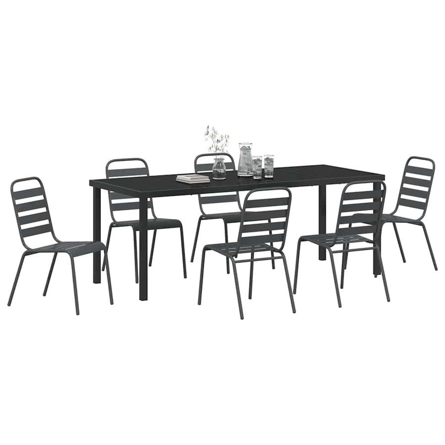 Tuin eettafelset 7 pcs Antraciet Gepoedercoat staal