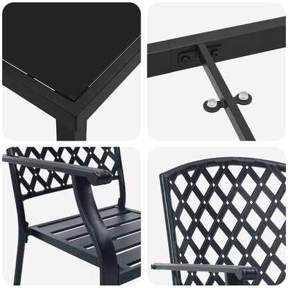 Tuin eettafelset 3 pcs Antraciet Gepoedercoat staal