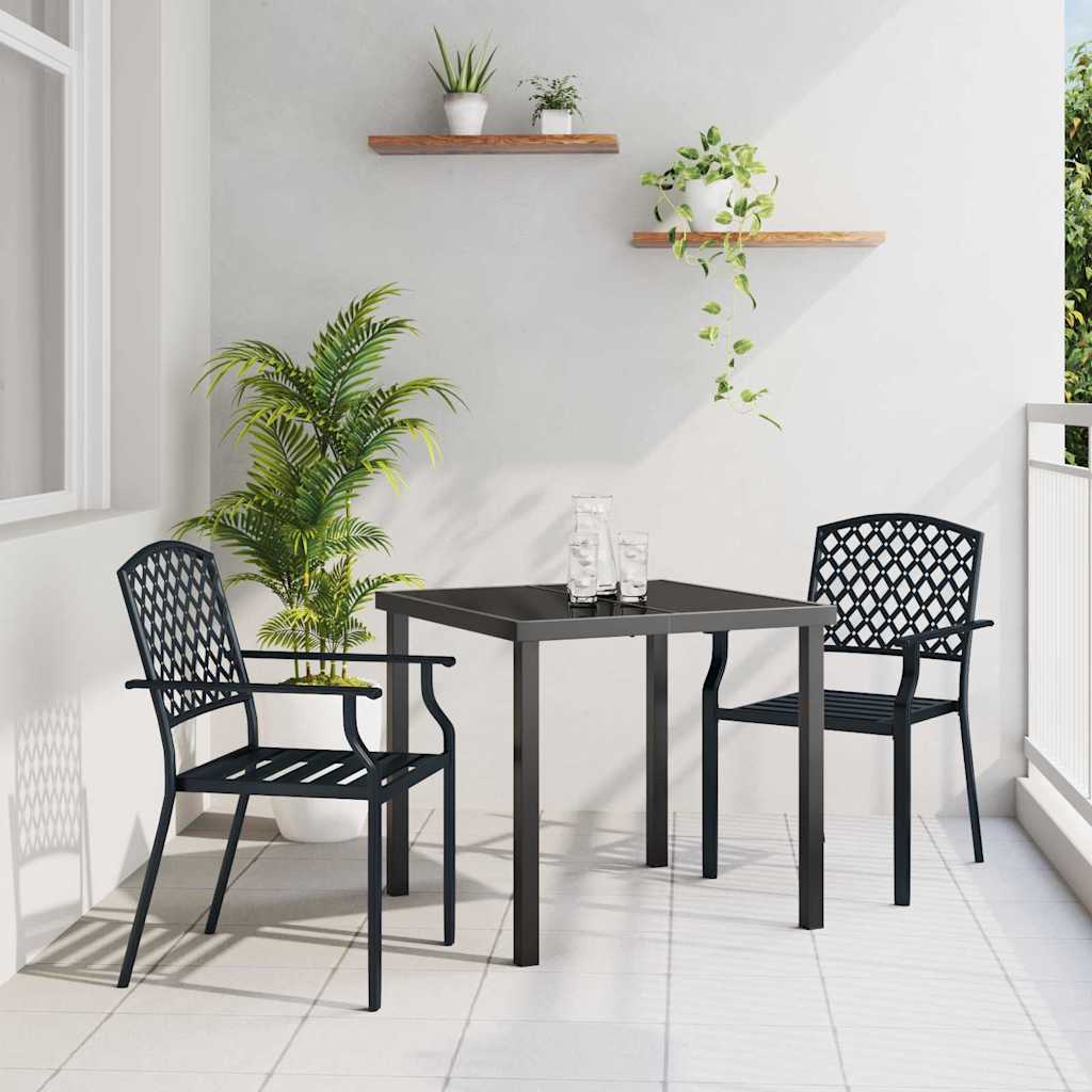 Tuin eettafelset 3 pcs Antraciet Gepoedercoat staal