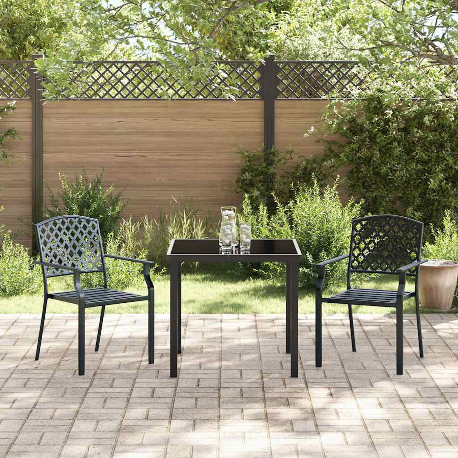 Tuin eettafelset 3 pcs Antraciet Gepoedercoat staal