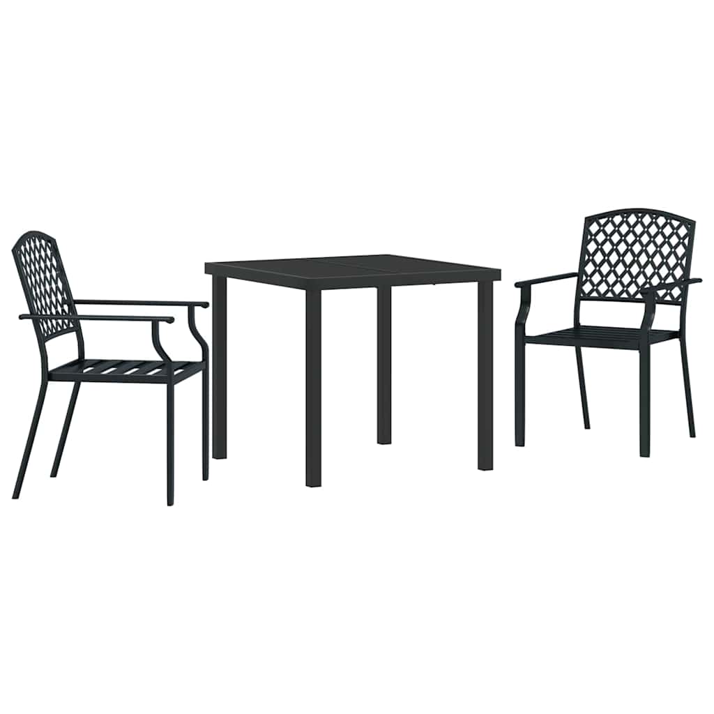 Tuin eettafelset 3 pcs Antraciet Gepoedercoat staal