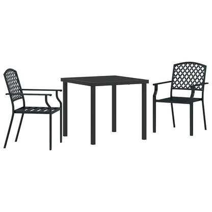 Tuin eettafelset 3 pcs Antraciet Gepoedercoat staal