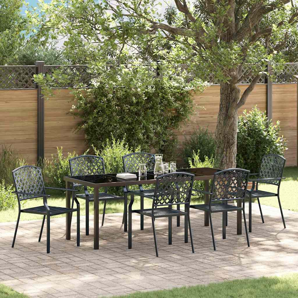 Tuin Eettafelset 7 Pcs Antraciet Gepoedercoat Staal
