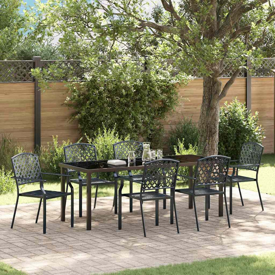 Tuin Eettafelset 7 Pcs Antraciet Gepoedercoat Staal