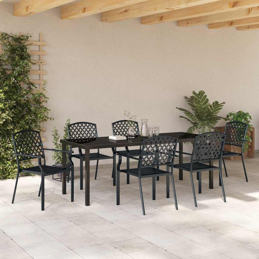 Tuin Eettafelset 7 Pcs Antraciet Gepoedercoat Staal
