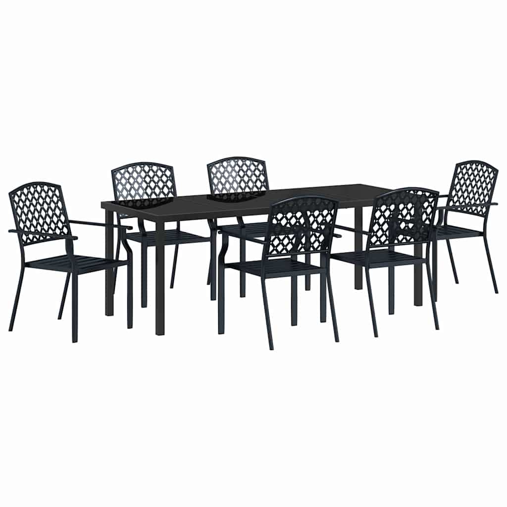 Tuin Eettafelset 7 Pcs Antraciet Gepoedercoat Staal