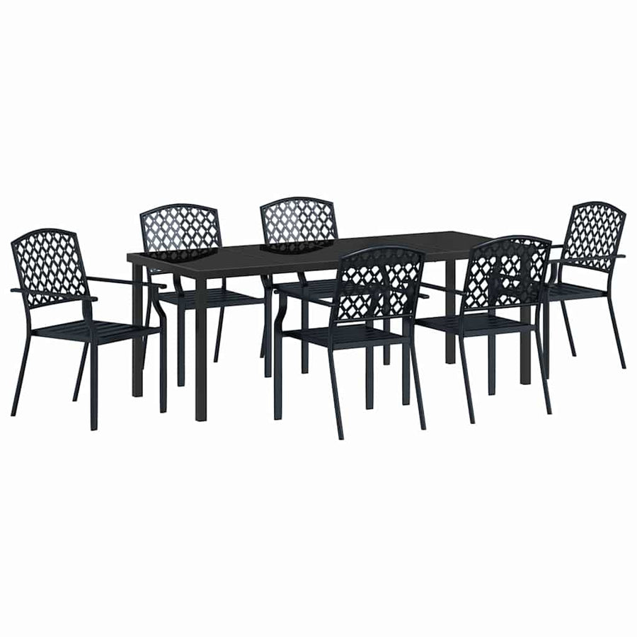 Tuin Eettafelset 7 Pcs Antraciet Gepoedercoat Staal