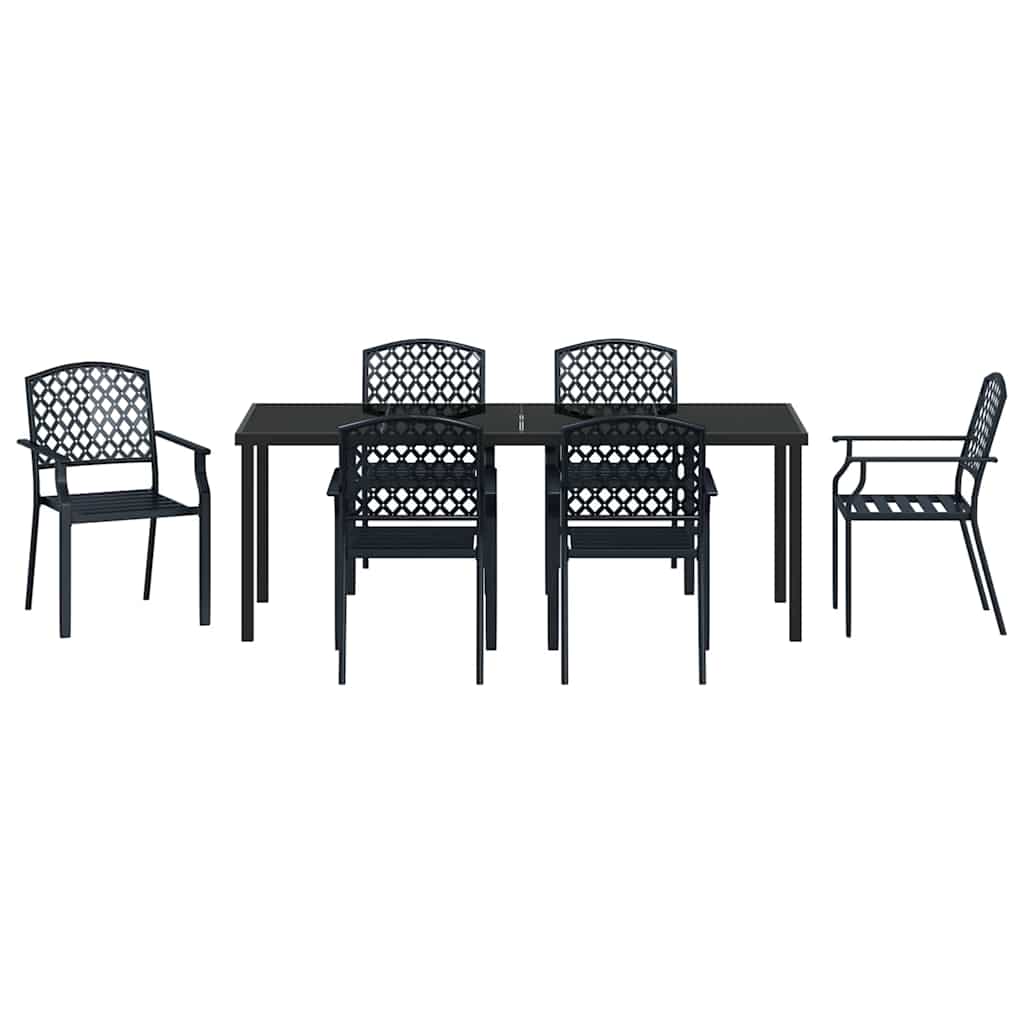 Tuin Eettafelset 7 Pcs Antraciet Gepoedercoat Staal