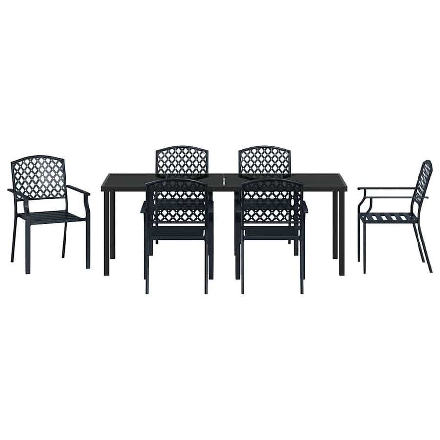 Tuin Eettafelset 7 Pcs Antraciet Gepoedercoat Staal