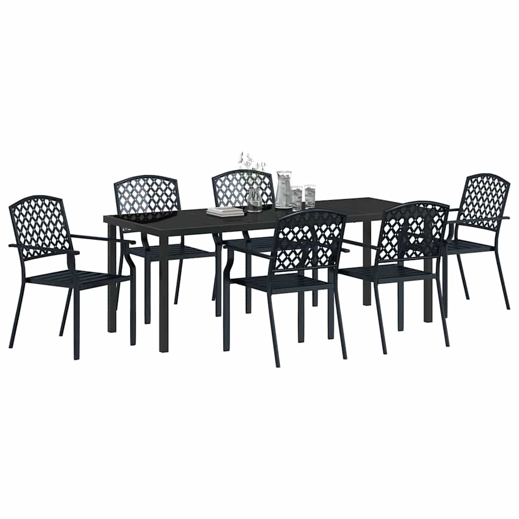 Tuin Eettafelset 7 Pcs Antraciet Gepoedercoat Staal