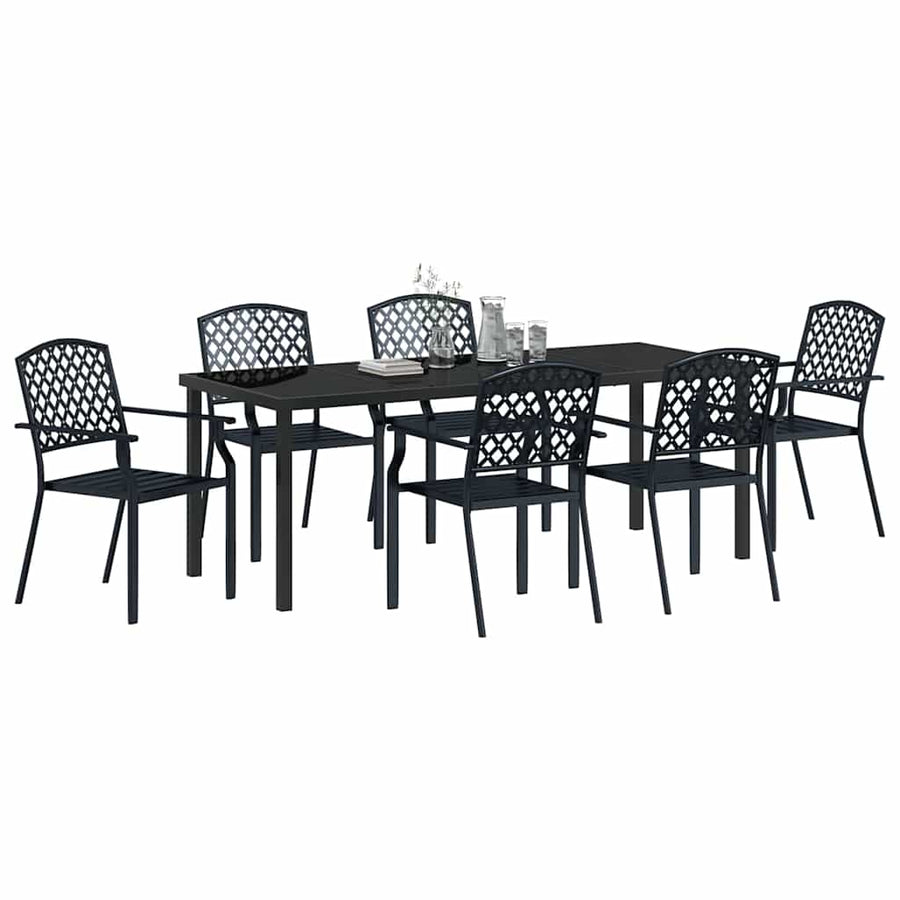 Tuin Eettafelset 7 Pcs Antraciet Gepoedercoat Staal
