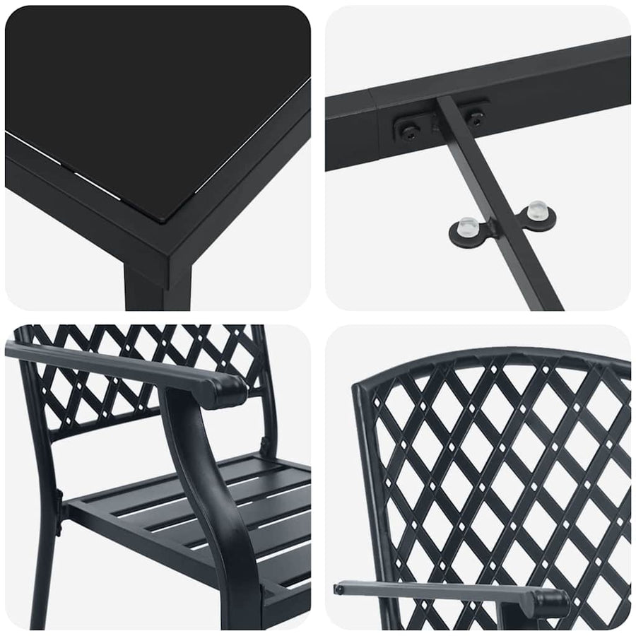 Tuin Eettafelset 9 Pcs Antraciet Gepoedercoat Staal