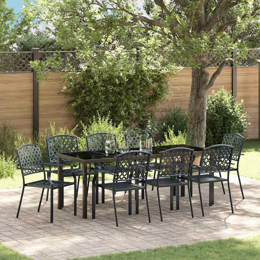 Tuin Eettafelset 9 Pcs Antraciet Gepoedercoat Staal