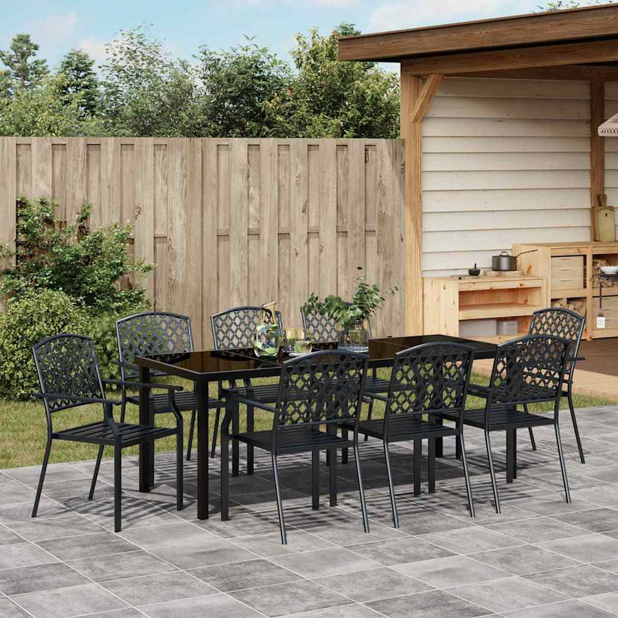 Tuin Eettafelset 9 Pcs Antraciet Gepoedercoat Staal