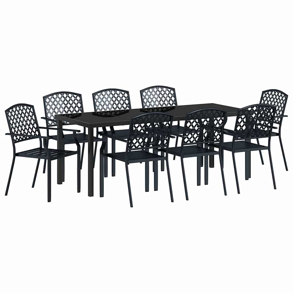 Tuin Eettafelset 9 Pcs Antraciet Gepoedercoat Staal