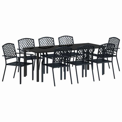 Tuin Eettafelset 9 Pcs Antraciet Gepoedercoat Staal